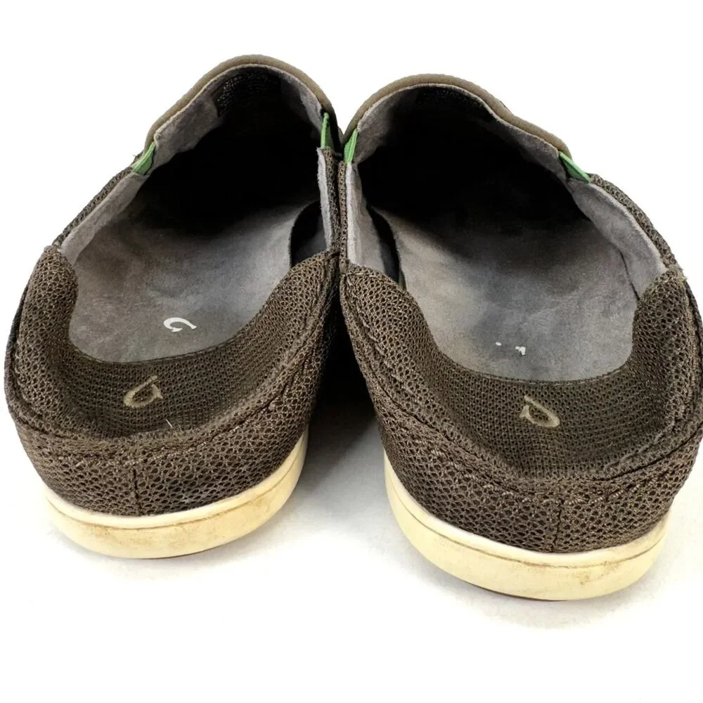Olukai Nohea Mesh Mustang Lime Green Mens Size 11.5 Comfort Casual Slip On